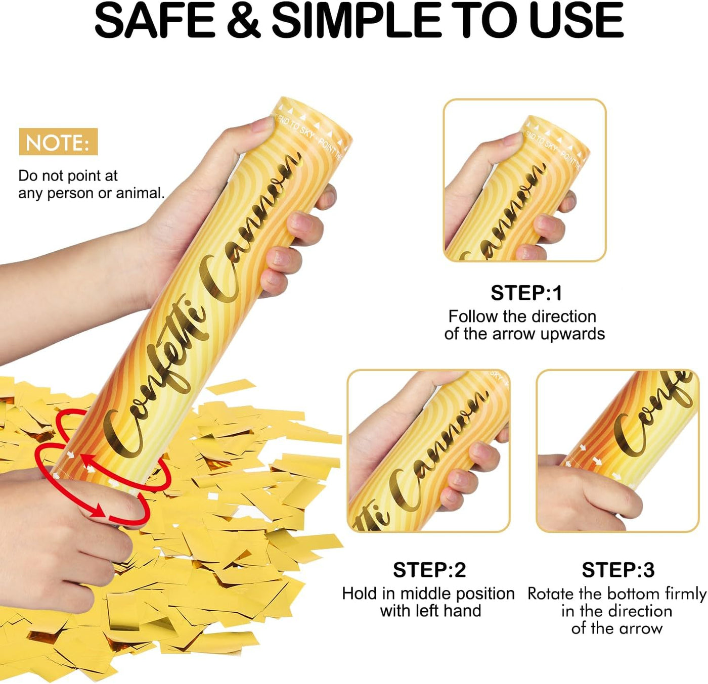 6 Pack Gold Confetti Poppers