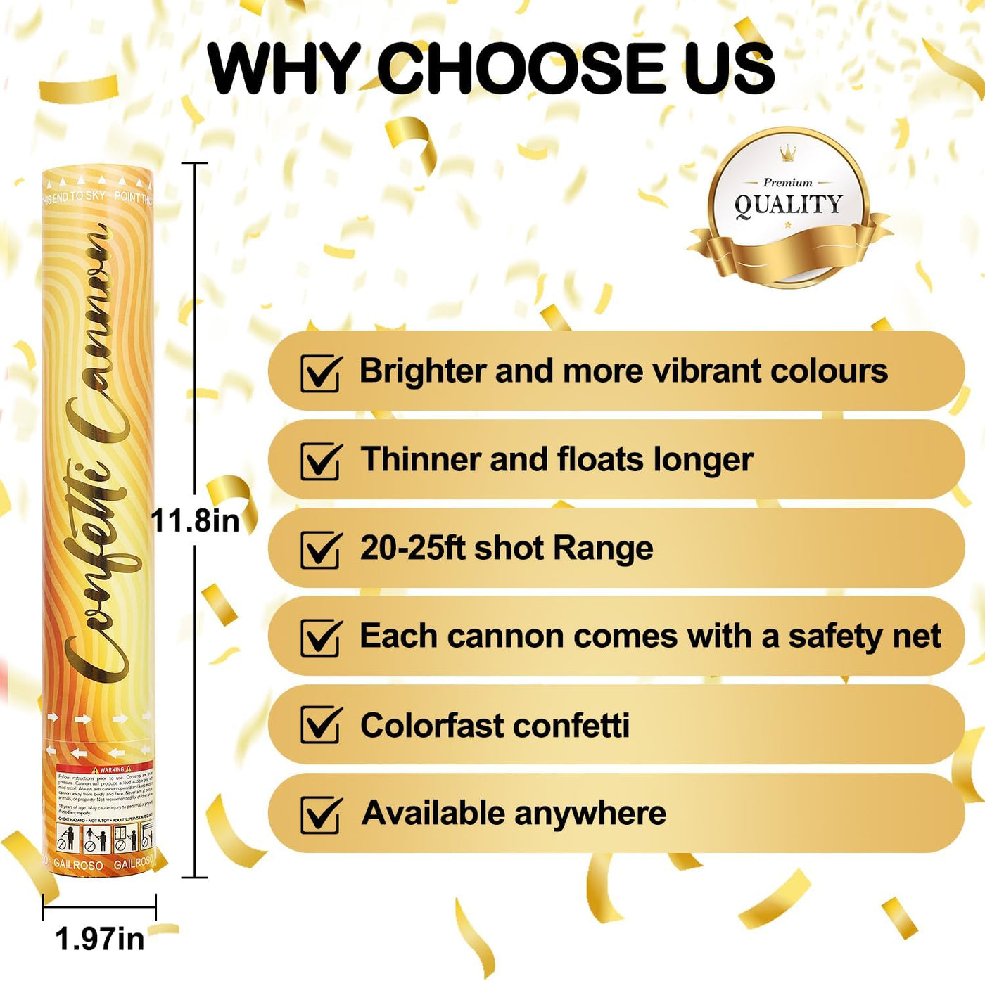6 Pack Gold Confetti Poppers