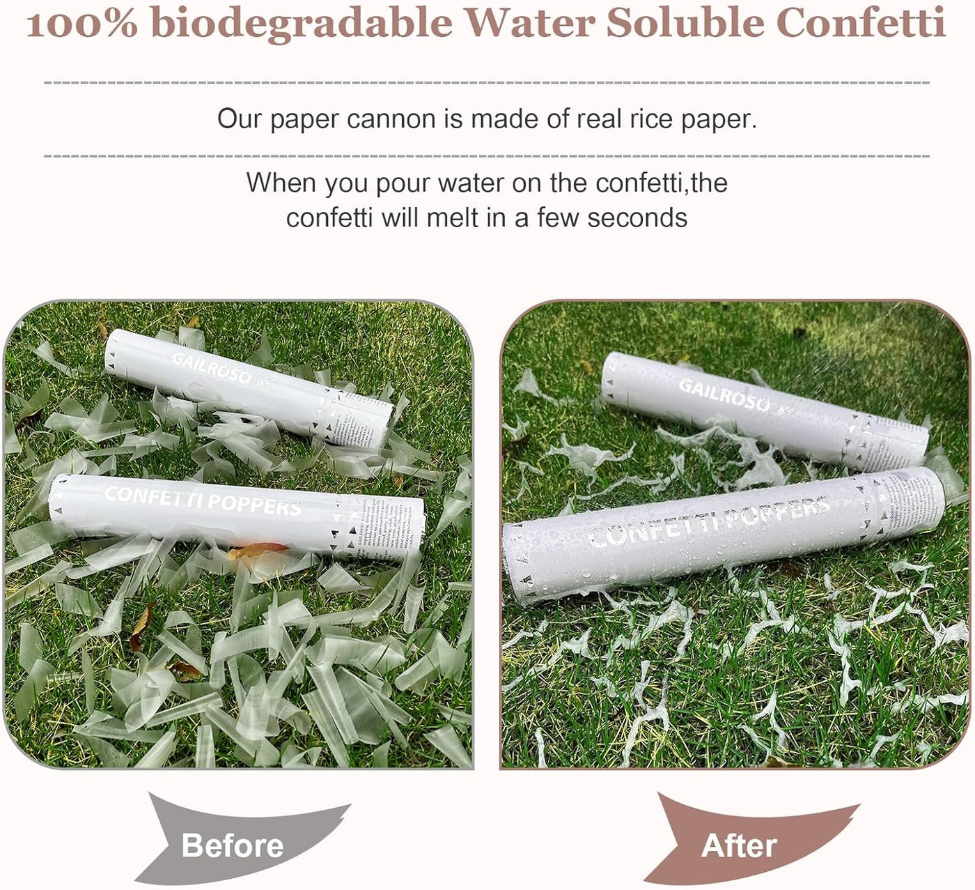 White Water Soluble Confetti Poppers (White 5pack)