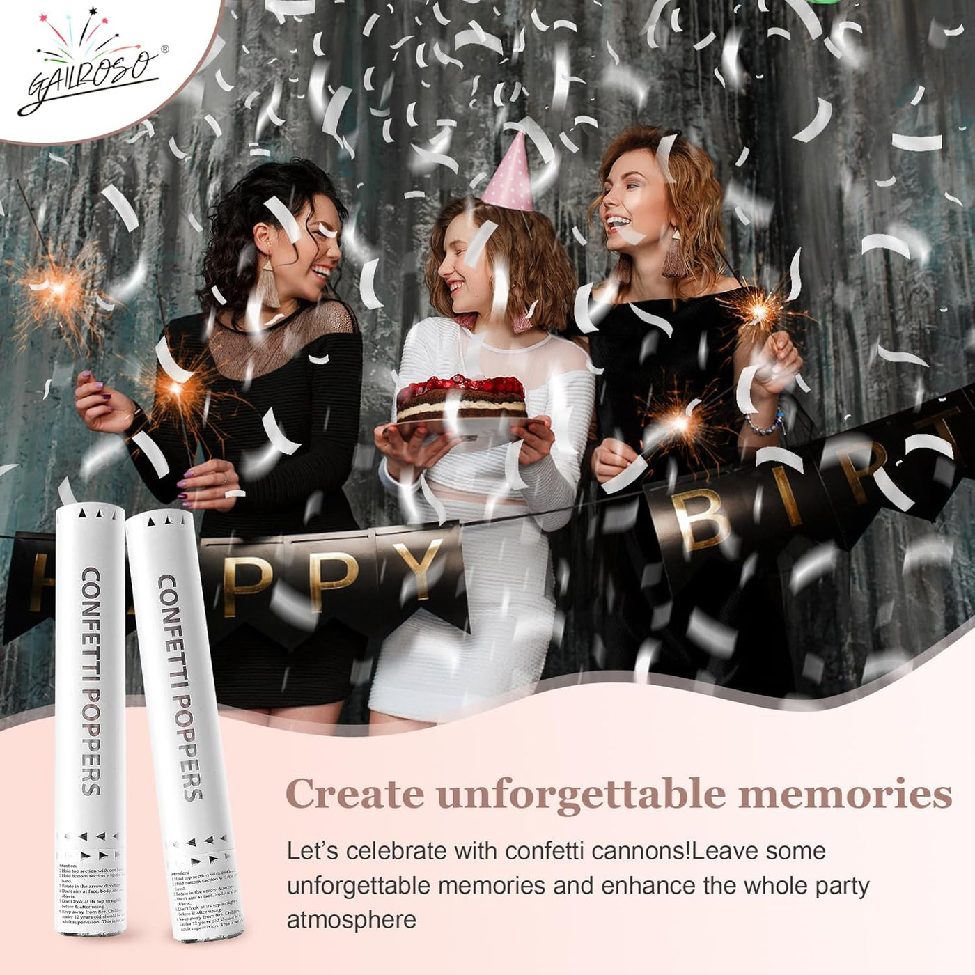 White Water Soluble Confetti Poppers (White 5pack)
